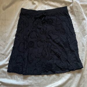 Max Studio Black Floral Textured A-Line Skirt